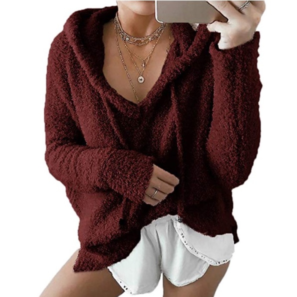 Maroon Fluffy Pullover